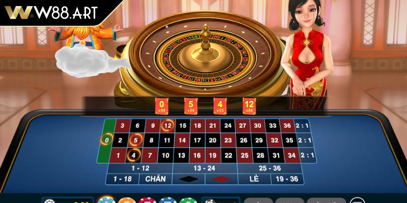 Bắt kèo Roulette W88 theo hàng chéo